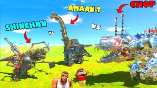 SHINCHAN TEAM vs CHOP TEAM vs AMAAN TEAM in Animal Revolt Battle Simulator Dinosaur Game | AMAN-YT