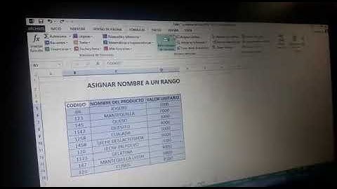 ASIGNAR NOMBRE A UN RANGO EN EXCEL 2016