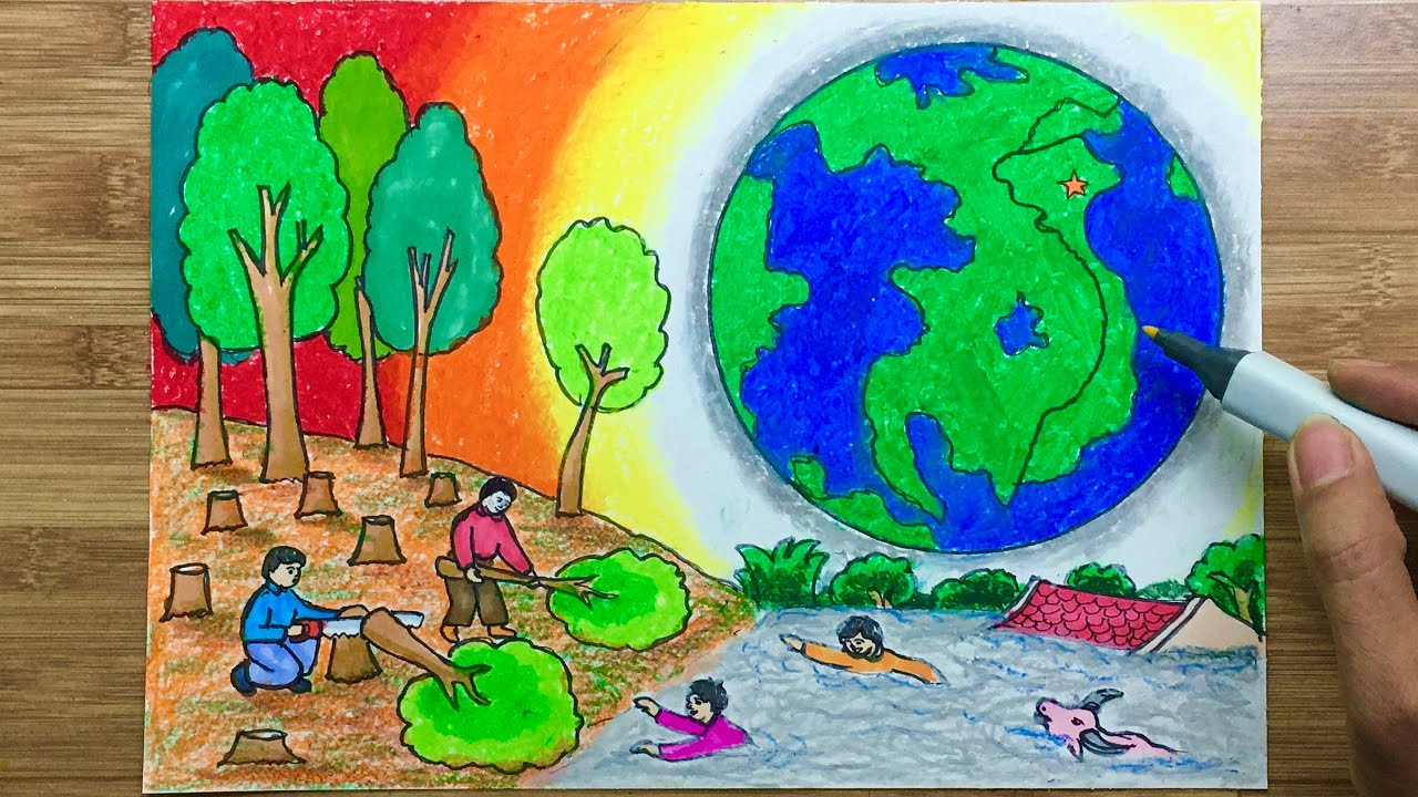 Hướng dẫn cách vẽ trái đất bảo vệ môi trường Cho các em nhỏ