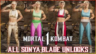 Mortal Kombat 1 - All Sonya Blade Mastery Rewards Unlocked