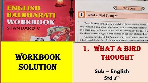 1. WHAT A BIRD THOUGHT/ Std 5th /Workbook Solution / Question and answers/ / English/Balbharati