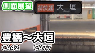 【側面展望】JR東海 313系 新快速 大垣行き【豊橋～大垣】