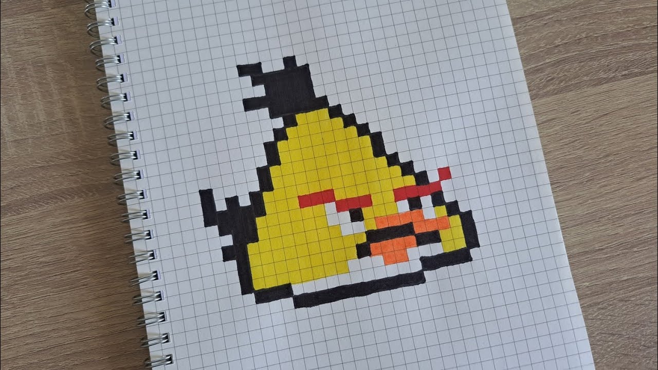 How to draw a pixel art Chuck from Angry Birds