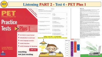 PET Plus 1 Listening Part 2 Test 4 (Transcript + Key)
