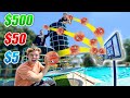 $5 vs $500 TRAMPOLINE TOWER TRICKSHOT BATTLE! *at TEAM RAR House*