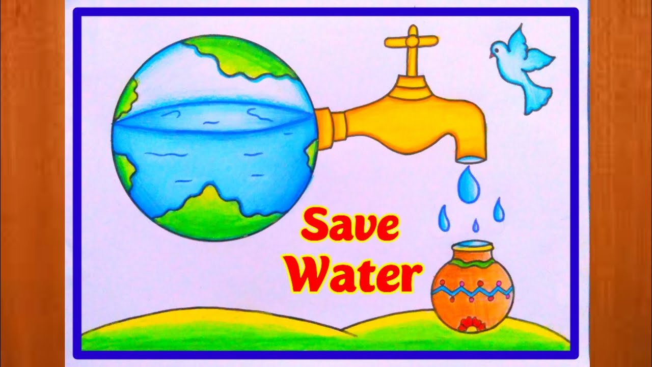 How to draw SAVE WATER drawing for kids // पानी बचाओ का चित्र बनाना सीखे -  YouTube