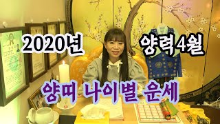 2020년 양력4월달 양띠 나이별운세