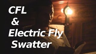 CFL Powered by Electric Fly Swatter/Racket Zapper