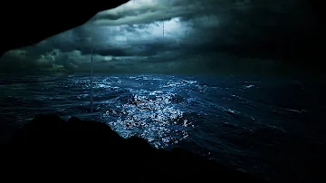 Heavy Ocean Rainstorm with Non Stop Thunder Sounds for Sleeping | Sleep Sounds - Dimmed Screen Rain