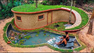 Building a Luxury House with Swimming Pool in 33 Days | Primitive Tools