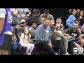 Buddy Hield makes money sign at GM Vlade Divac during Kings&#39; fan fest
