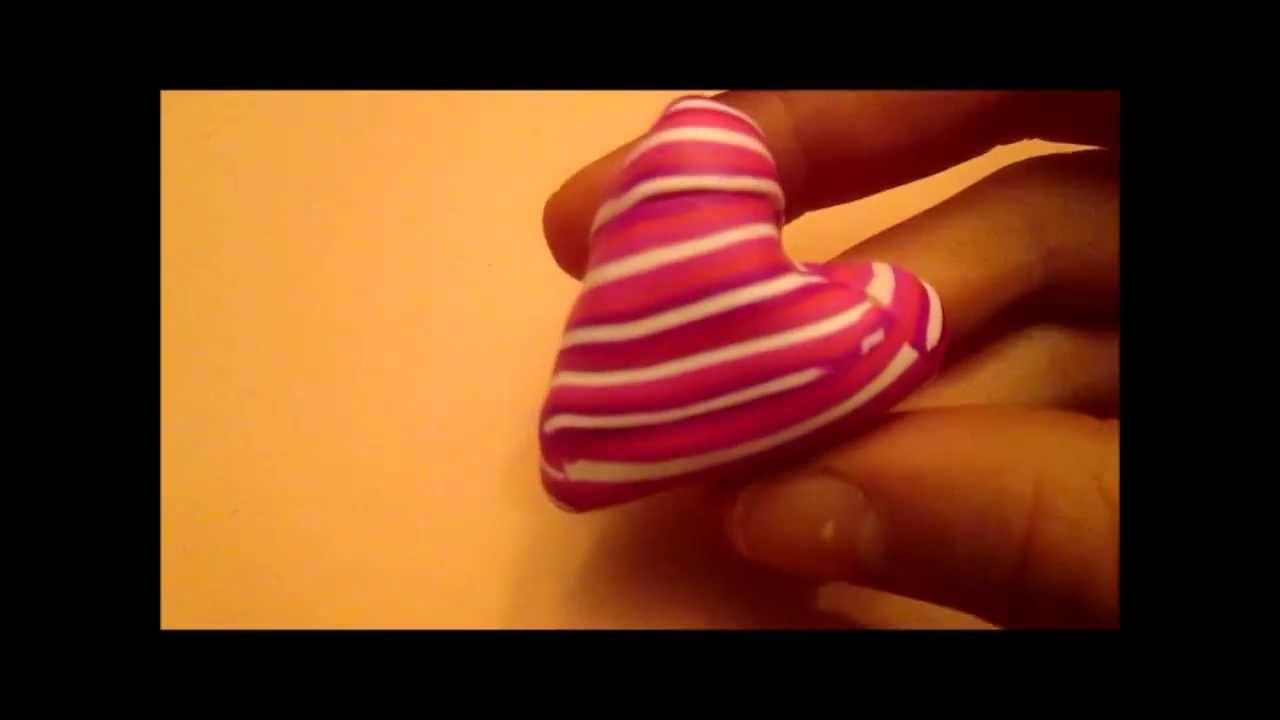 How to Make a Polymer Clay Striped Heart - YouTube