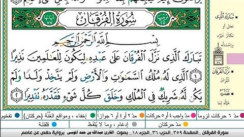 سورة الفرقان مكتوبة كاملة |القارىء عبدالله الموسى |Abdullah Al-Mousa, Surah Al-Furqan