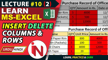 Insert & Delete Rows & Columns | Learn Microsoft Excel | Lecture 10 | Part 2