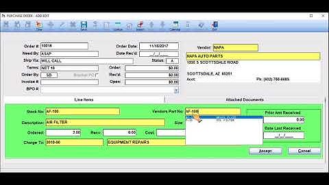 TRIMS Inventory & Purchasing - Creating a Purchase Order