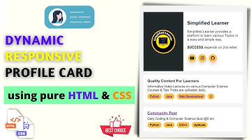 Make Attractive Responsive Profile Card - using HTML & CSS | Dynamic Mini Project 😍 for college