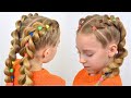PULL THROUGH BRAID with BRIGHT ELASTICS  | Back to School hairstyle | Little girls hairstyles