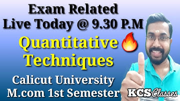 Exam-Related Live Quantitative Techniques| Calicut University M.com 1st Semester