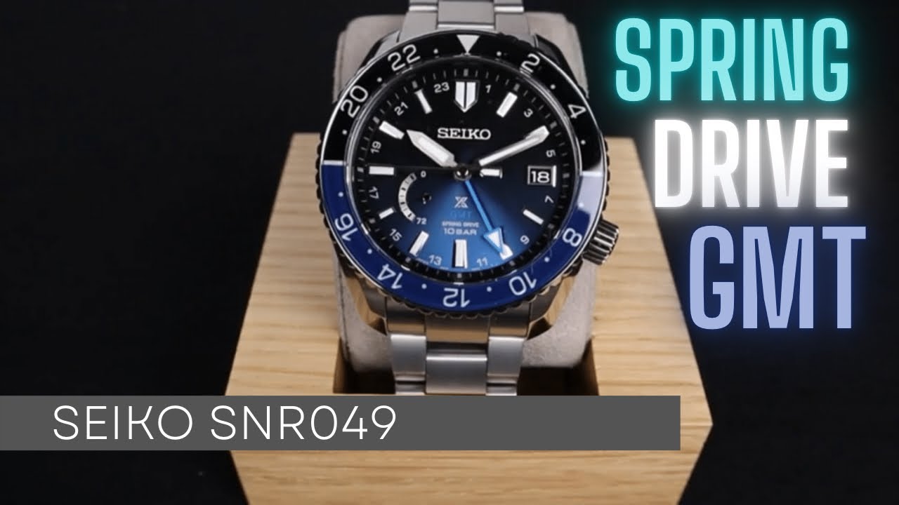 Seiko Luxe LX SNR049 Blue and Black GMT Spring Drive - YouTube