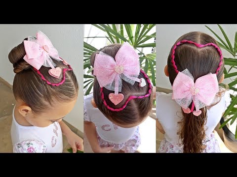 Penteado Infantil tiara de ligas com cabelo solto ou amarração. 