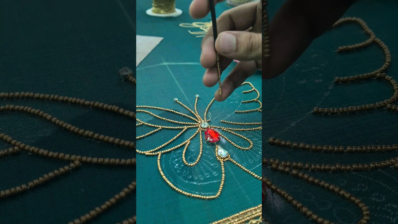 how to make aari work butterfly.  