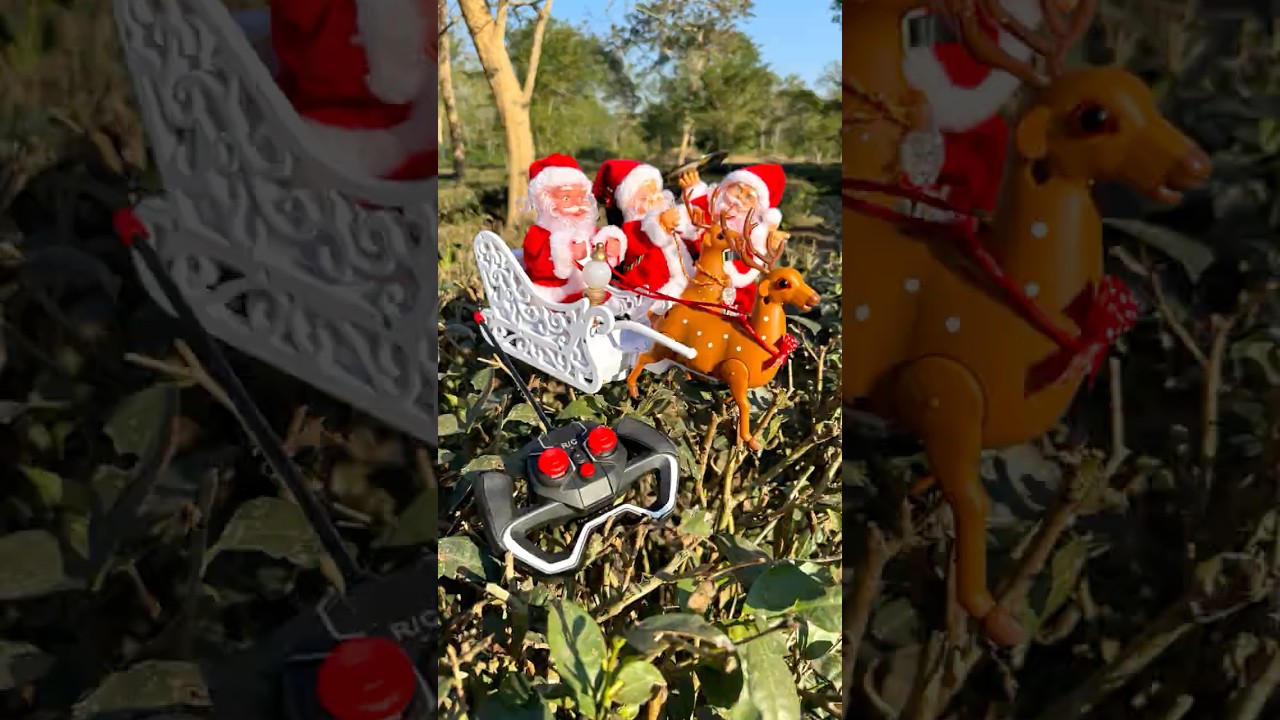 Rc Santa Claus Sleigh And Reindeer  gift Unboxing Outdoor for testing