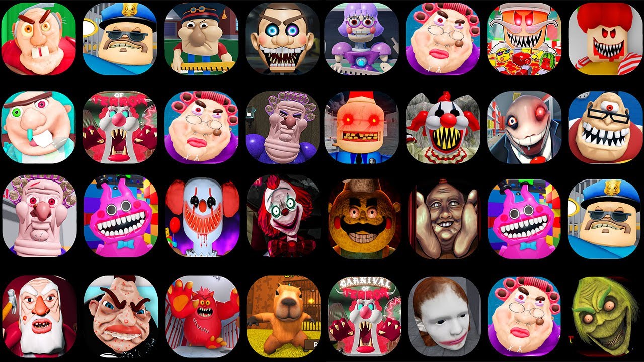 ROBLOX:ESCAPE EVIL GRANDPA,ESCAPE PAPA PIZZA'S PIZZERIA,BARRY'S PRISON RUN,STINKY DETENTION, 