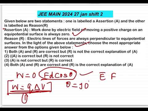 Given below are two statements :Assertion (A) : Work done by electric field on moving a positive cha 6 Given below are two statements :Assertion (A) : Work done by electric field on moving a positive cha