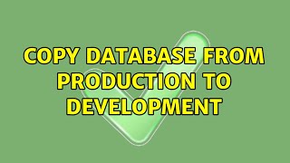 Copy Database from Production to Development Profile