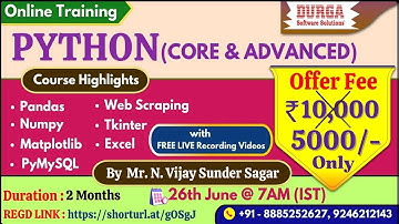 PYTHON (CORE & ADVANCED) Online Training @ DURGASOFT
