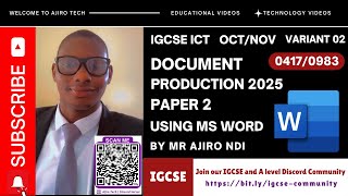 IGCSE ICT (0417/0983) Paper 2 Document Production October November 2025 Variant 02 | Microsoft Word