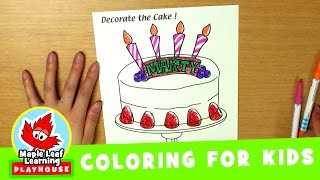 Cake Coloring Page for Kids | Maple Leaf Learning Playhouse