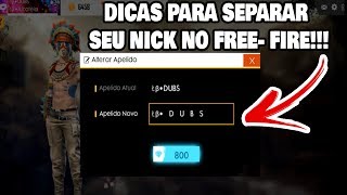 COMO DAR ESPAÇO NO NOME DO FREE FIRE ! COMO COLOCAR ESPAÇO INVISIVEL NO  NICK DO FREE FIRE ATUALIZADO 