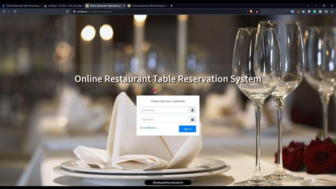 Online restaurant table reservation system in php demo youtube