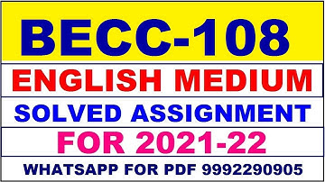 BECC 108 Solved Assignment 2021-22 in ENGLISH,  Whatsapp For Pdf  9992290905.