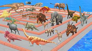The Ultimate Battle: T-Rex vs 50 Wild Animals Challenge Maze Madness Race | Animal Revolt Simulator screenshot 3
