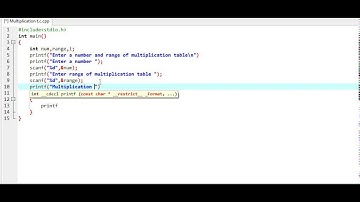 C Program to generate multiplication table