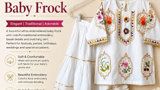 White Embroidered Baby Frock | Elegant Party Wear Dress for Baby Girls#kidswearfactory  screenshot 3