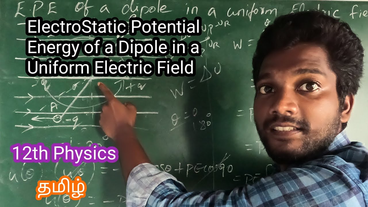 ElectroStatic Potential Energy of a Dipole in an Uniform Electric Field, ElectroStatics#12thphysics