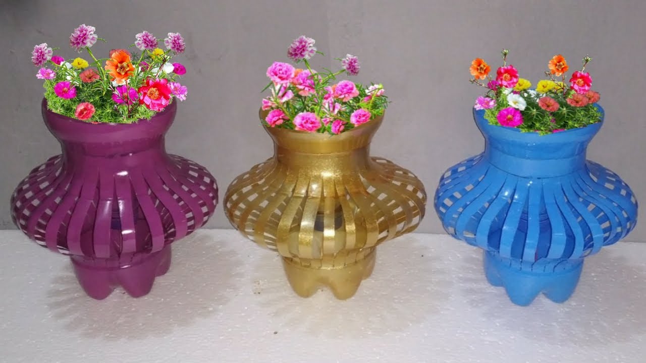 The amazing ideas of recycling plastic bottle into lantern flower pot for small garden | bottle pots