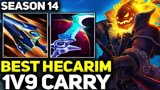 RANK 1 BEST HECARIM IN THE WORLD 1V9 CARRY GAMEPLAY! | Season 14 League of Legends