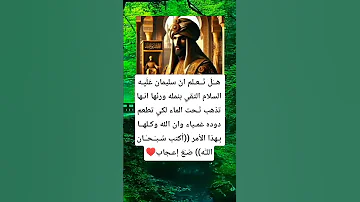 هــ ل ت ــعـلم ان سليمان ع ل ي ـه السلام التقي بنمله ورئها انـها تذهب ت ـحت الماء لكي تطعم دوده عم 