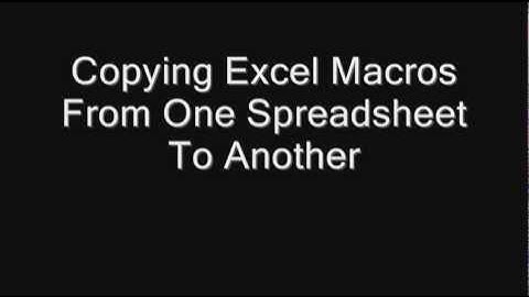 Copying Excel Macros