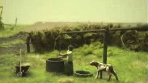 Animated scene on HO-scale model railroad layout.