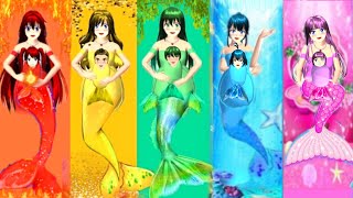 Ibu Hamil Api Vs Hamil Es! Semua Mermaid Hamil Melahirkan! Yuta Mio Celine Sakura School Simulator
