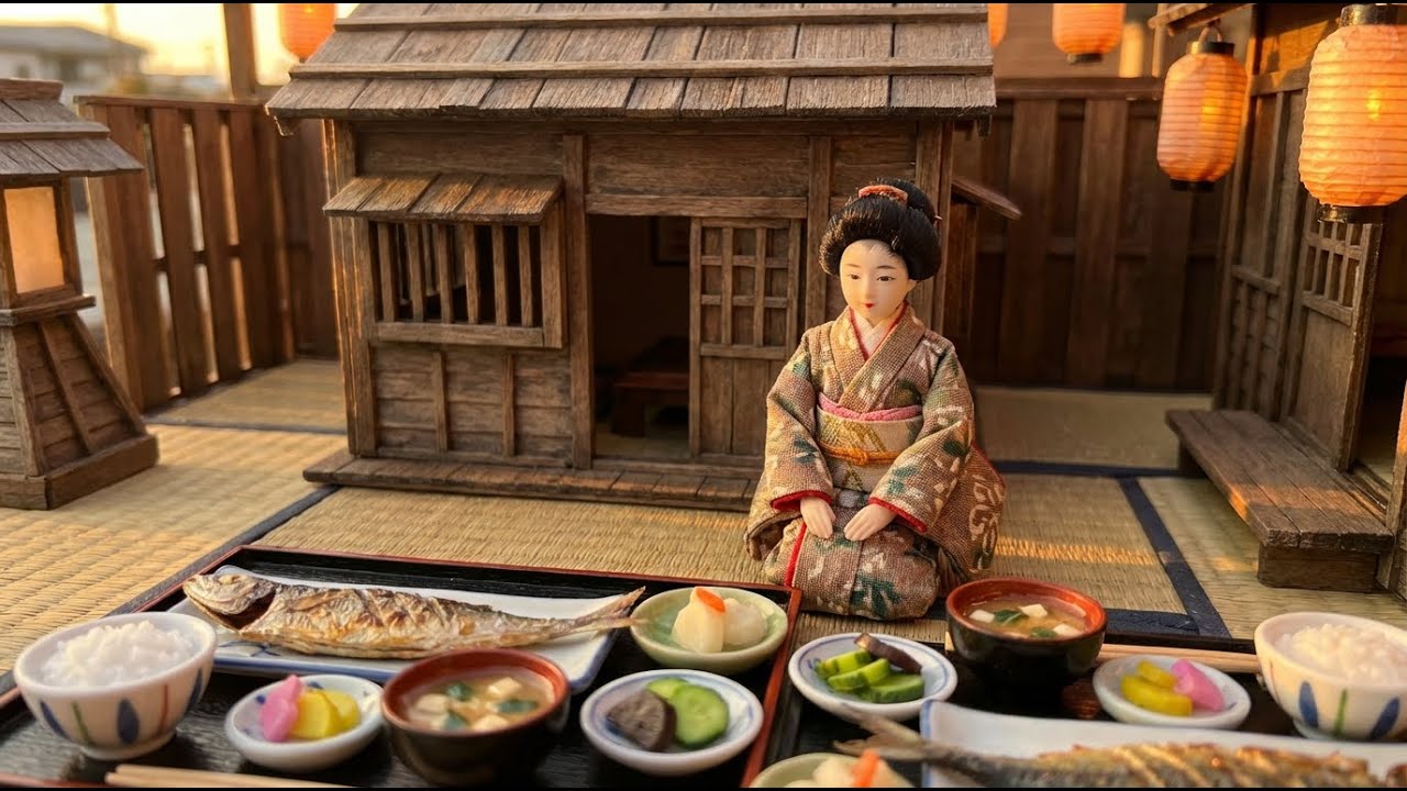 Miniature Doll Traditional Japanese Dinner Cooking ASMR | Peaceful Japanese Village Life