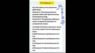 PYQ On Prophase - l of Meiosis - l #neet #biology