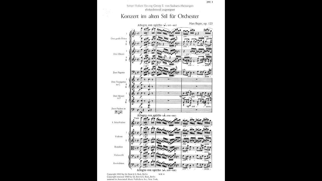 Max Reger - Konzert im alten Stil, Op. 123