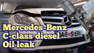Mercedes-Benz C-Classe OM651 Engine Oil Leaking. Oil Filter Housing, Oil Cooler Replacement