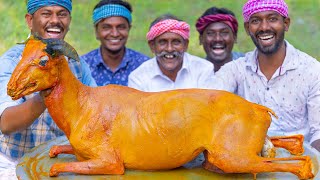 Full Goat !! | Mutton Inside Veggies | Cooking Whole Goat In Big Vessel | Yummy Mutton Fry Recipe